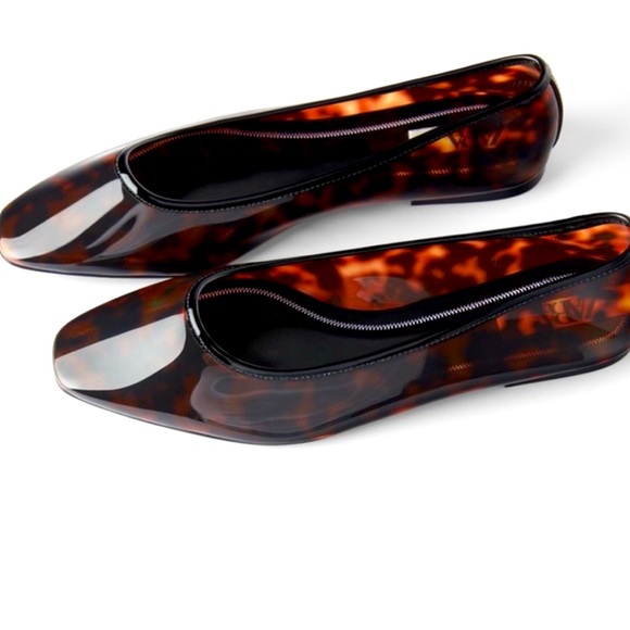 Zara Tortoiseshell Effect Ballet Flats - Picture 1 of 8